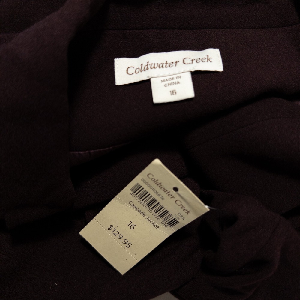 Coldwater Creek Blazer Womens 16 Red Burgundy Cascade Jacket Open Front Stretch - Picture 7 of 8